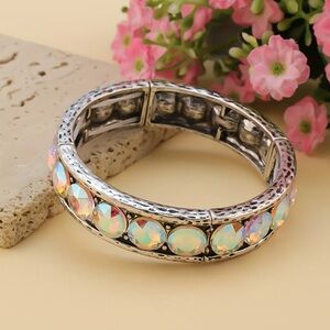 Opulent Silver Bracelet with Iridescent Accents